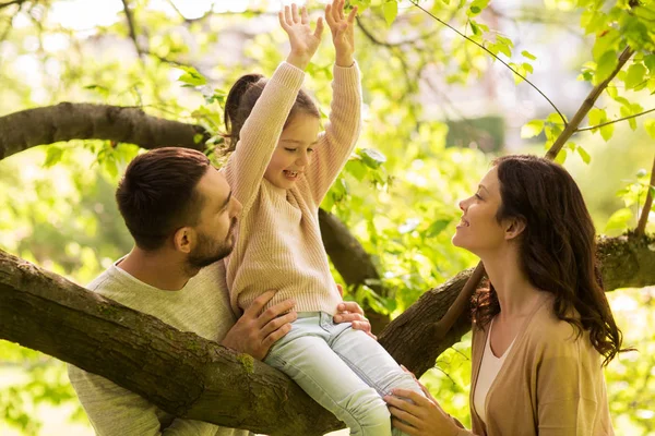 Šťastná rodina v parku léta baví — Stock fotografie