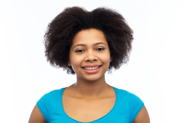 Happy african american young woman over white — Stock Photo, Image