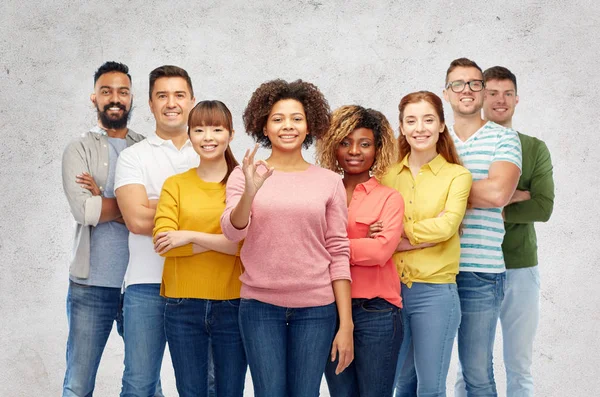 International group of happy people showing ok — Stock Photo, Image