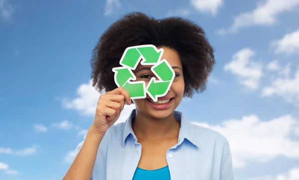 Happy african american young woman over white — Stock Photo, Image