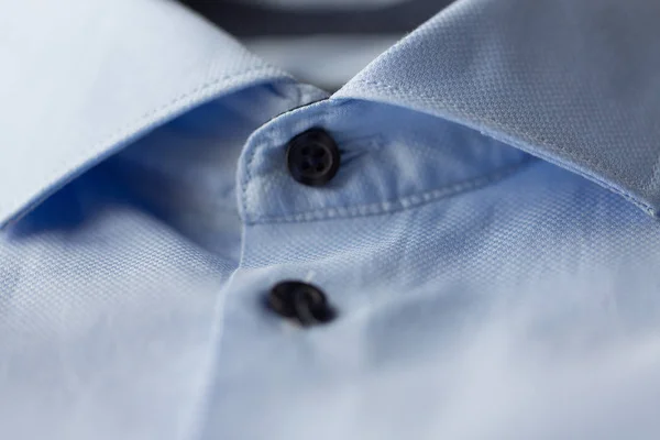 Close up of blue shirt collar — Stock Photo, Image
