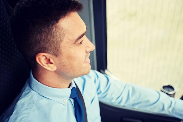 Close up of happy bus driver or businessman — Stock Photo, Image