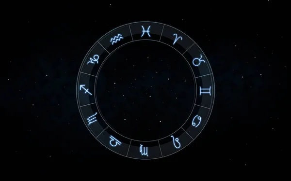 Σημάδια του ζωδιακού κύκλου πάνω από το νυχτερινό ουρανό και τα αστέρια — Φωτογραφία Αρχείου