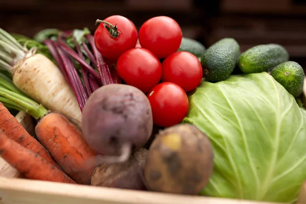 Közelkép a farm zöldség — Stock Fotó