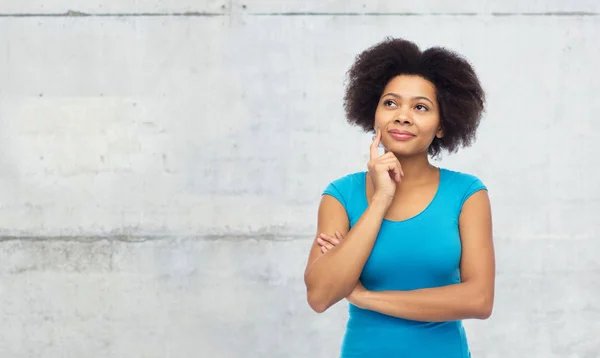 Happy afro american young woman over white — Stock Photo, Image
