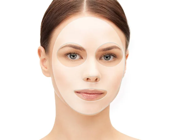 Close up of woman with collagen facial mask — Stock Photo, Image