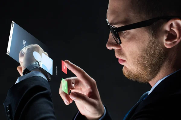 Close up of businessman with smartwatch — Stock Photo, Image