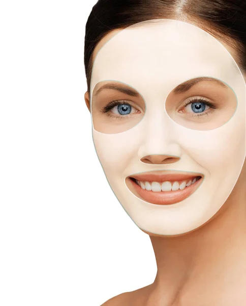 Close up of woman with collagen facial mask — Stock Photo, Image