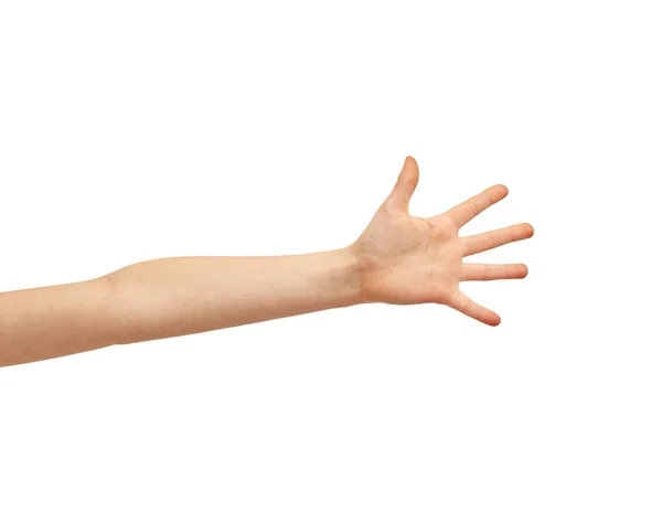 Child hand over white background — Stock Photo, Image