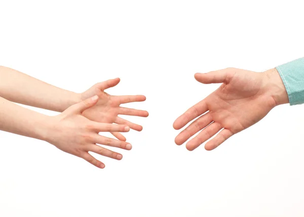 Feliz padre e hijo tomados de la mano — Foto de Stock