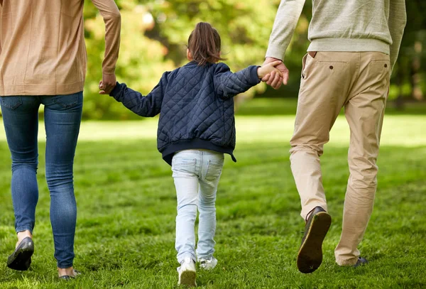 행복 한 가족이 여름 공원을 걷는 모습 — 스톡 사진