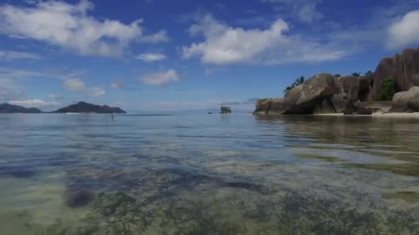 Playa isla en el océano Índico en seychelles — Vídeo de stock