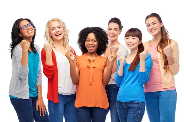 Grupo internacional de mujeres sonrientes felices — Foto de Stock