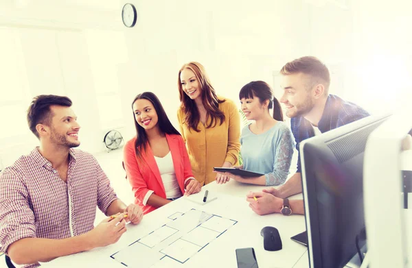 Happy creative team or students working at office — Stock Photo, Image