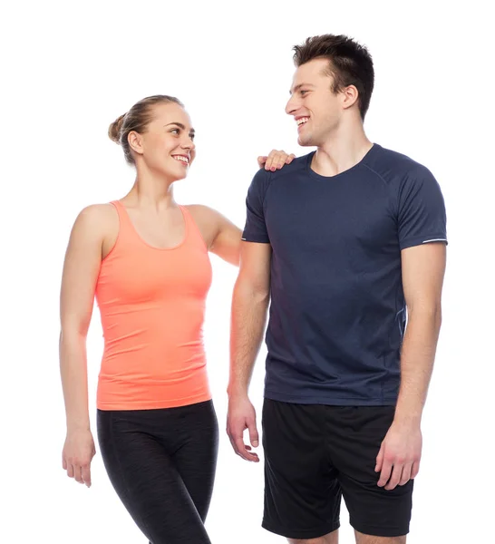 Glad sportig man och kvinna — Stockfoto