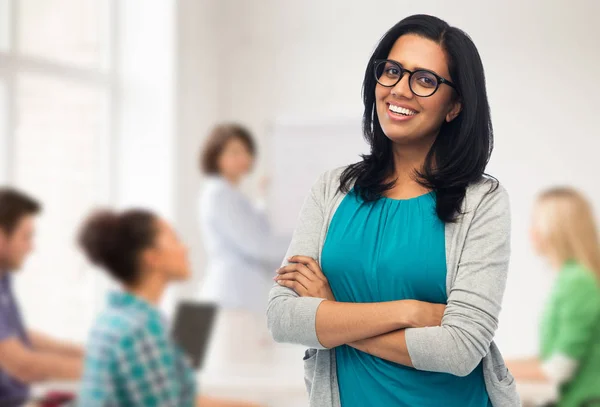 Happy smiling young indian woman in glasses — Stock Photo, Image
