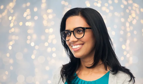 Happy smiling young indian woman in glasses — Stock Photo, Image