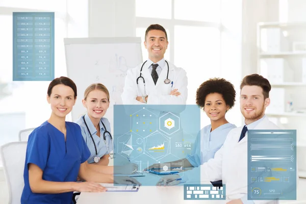 Group of doctors on conference at hospital — Stock Photo, Image