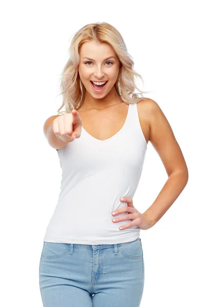 Happy smiling young woman with blonde hair — Stock Photo, Image