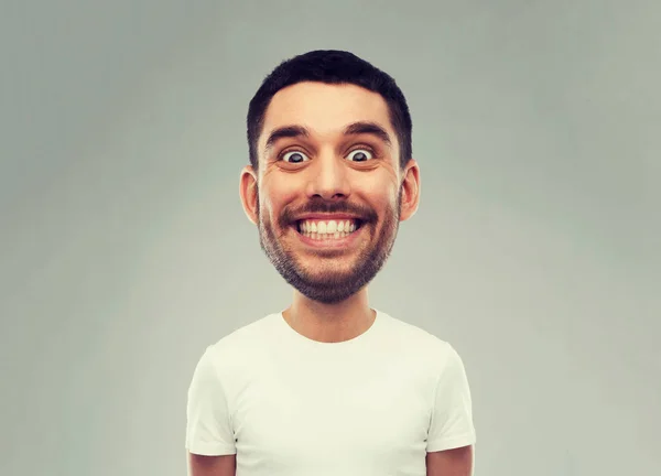 Homem com cara engraçada sobre fundo cinza — Fotografia de Stock