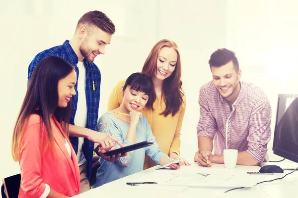 Happy creative team or students working at office — Stock Photo, Image