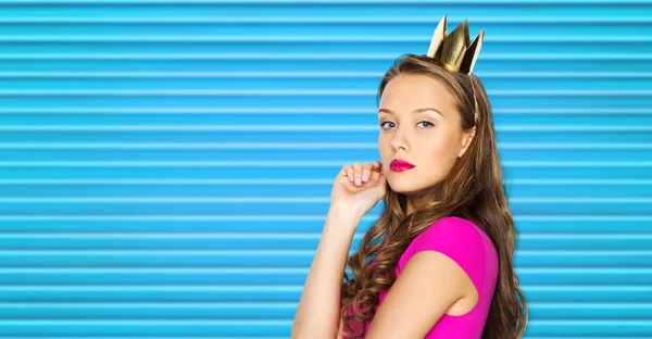 Young woman or teen girl in pink dress — Stock Photo, Image