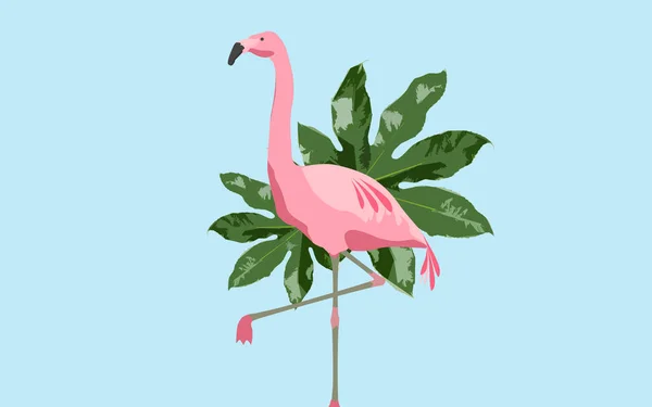 Rosa pássaro flamingo sobre fundo azul — Fotografia de Stock