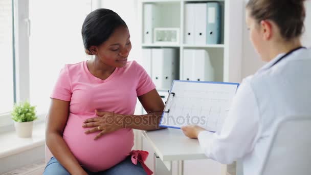 Кардиолог и беременная женщина в больнице — стоковое видео