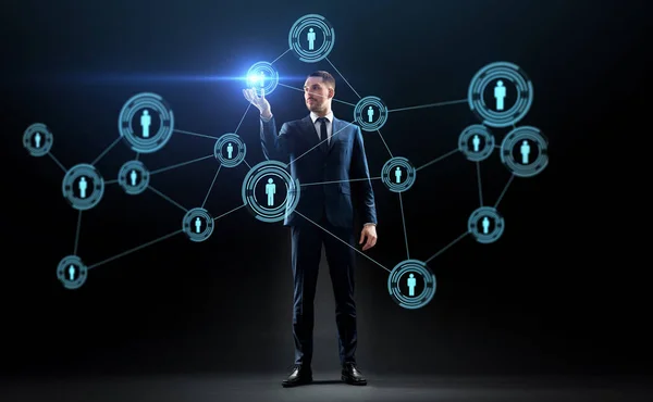 Businessman with virtual network contacts — Stock Photo, Image