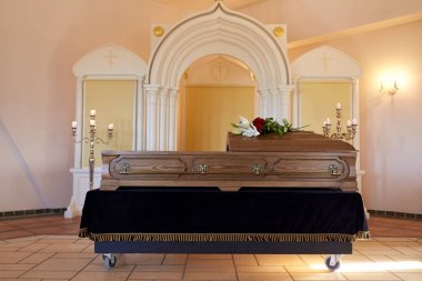 coffin at funeral in orthodox church clipart