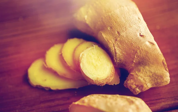 Close up of ginger root on wooden table — Stock Photo, Image
