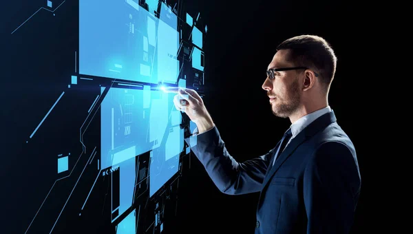 Businessman working with virtual screen — Stock Photo, Image