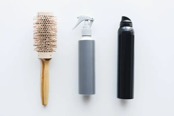 Styling hair sprays and curling brush — Stock Photo, Image