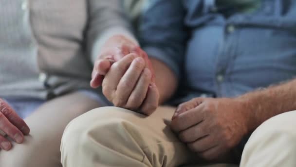Idősebb pár fogja egymás kezét — Stock videók
