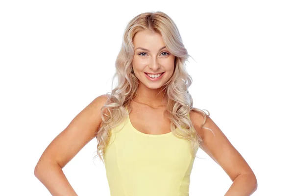 Happy smiling young woman with blonde hair — Stock Photo, Image