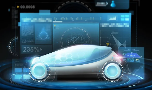 未来のコンセプト車と仮想スクリーン — ストック写真
