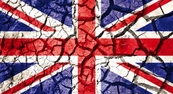 Bandiera di grande britannico su sfondo terra incrinato — Foto Stock