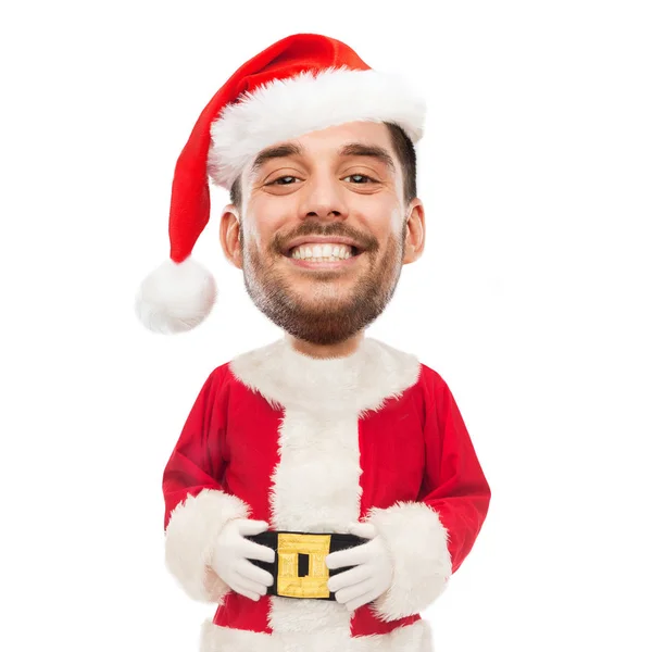 Glimlachende man in santa claus kostuum — Stockfoto