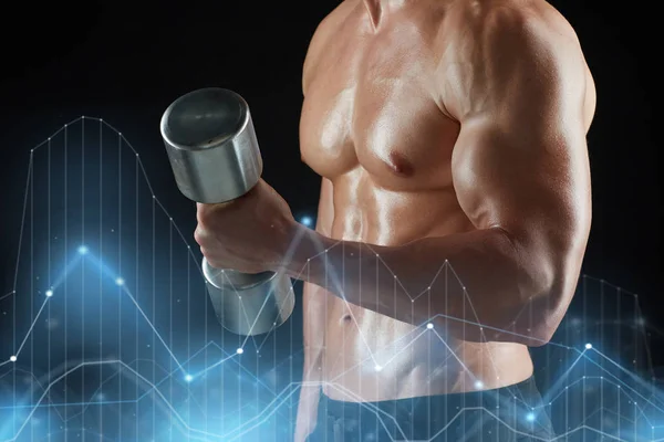 Close up of man with dumbbells exercising — Stock Photo, Image