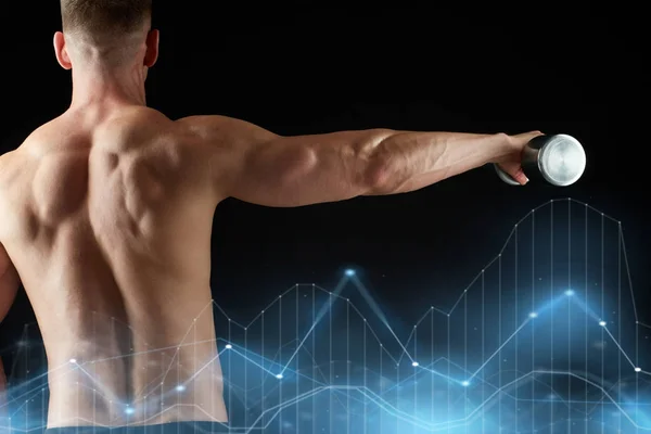 Close up of man with dumbbells exercising — Stock Photo, Image