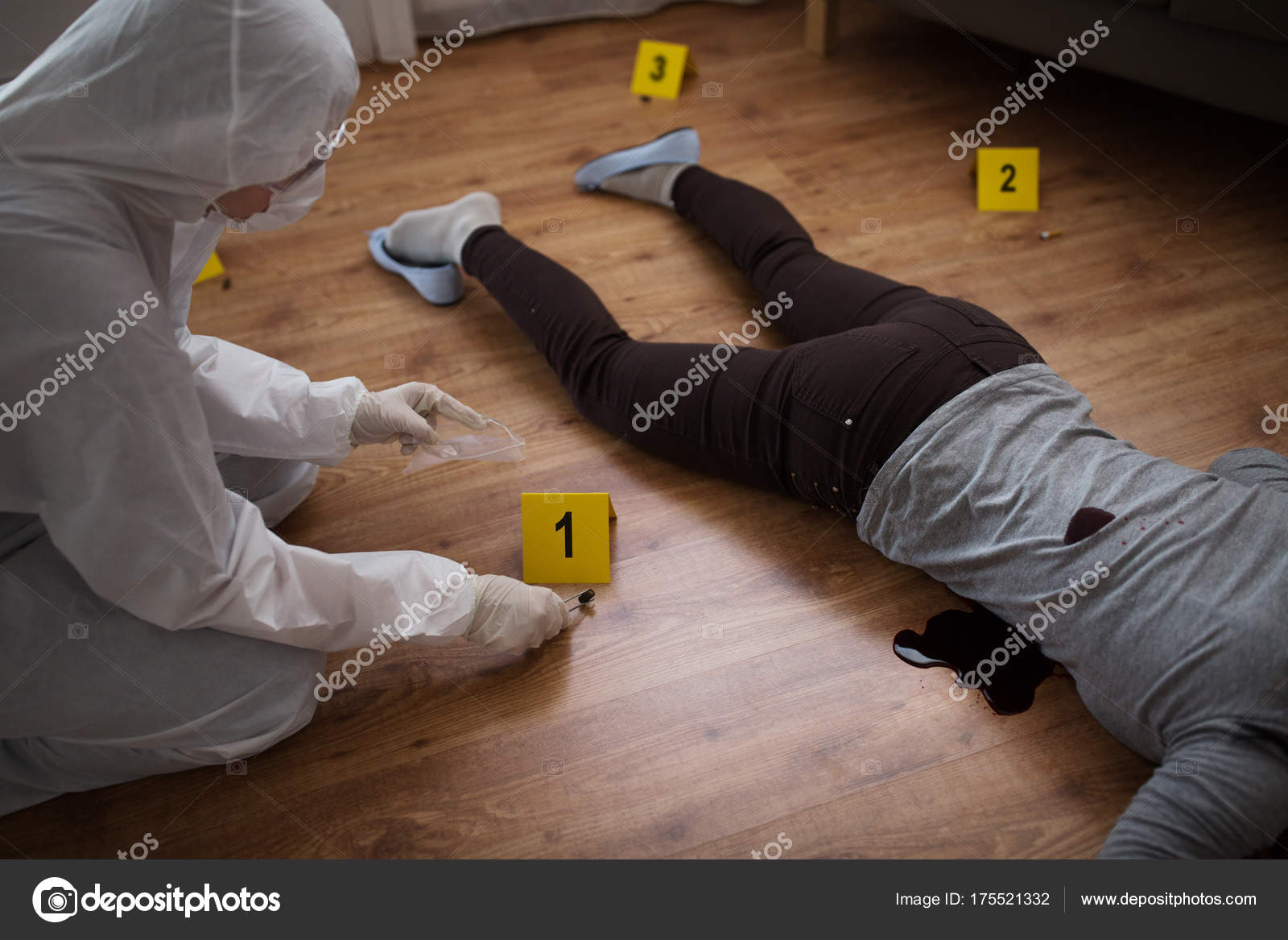 Collecting Footprints At A Crime Scene