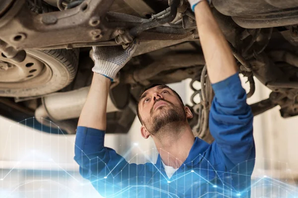 Mecánico o herrero reparación de coches en el taller —  Fotos de Stock