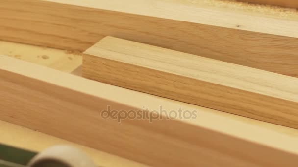 Tableros de madera en taller o planta de carpintería — Vídeos de Stock