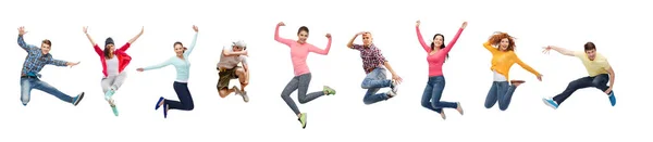Group of people or teenagers jumping — Stock Photo, Image