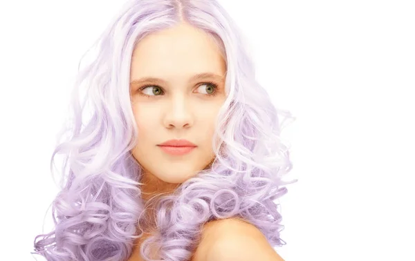 Teen girl with trendy lilac dyed hair — Stock Photo, Image