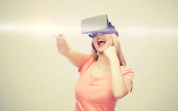 Vrouw in virtual reality headset of 3D bril — Stockfoto