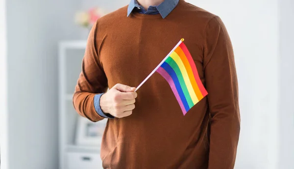 Close up of man with gay pride flag — Stok Foto