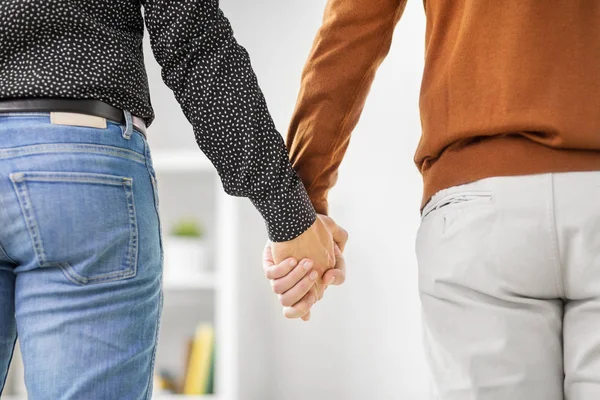 Close up of male gay couple holding hands — Stock Photo, Image