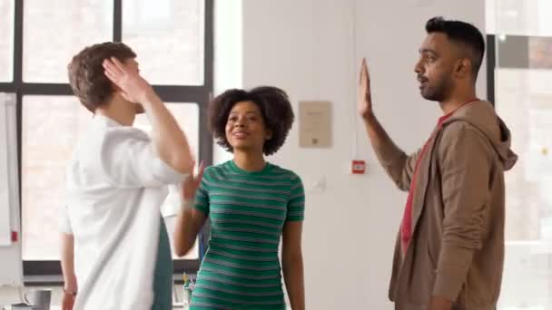Happy creative team making high five at office — Stock Video