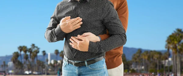 Menutup dari memeluk pasangan gay laki-laki — Stok Foto